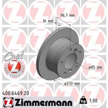 ZIMMERMANN Brake Disc - Standard/Coated, 400.6469.20 400.6469.20